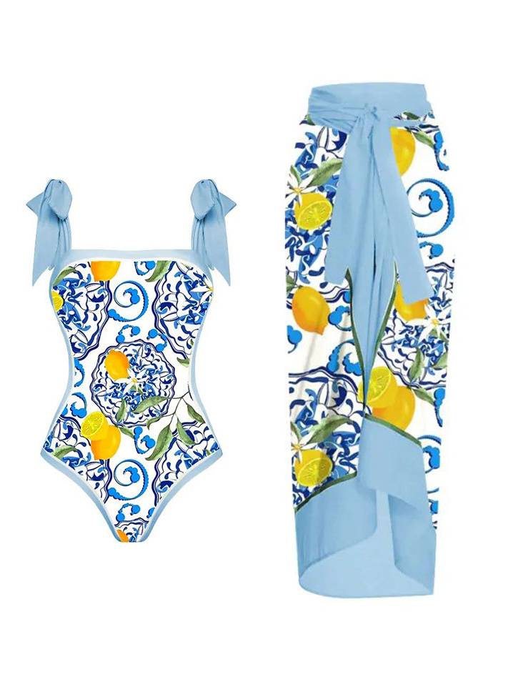 One Piece Swimsuit Chiffon Skirt Two-piece set