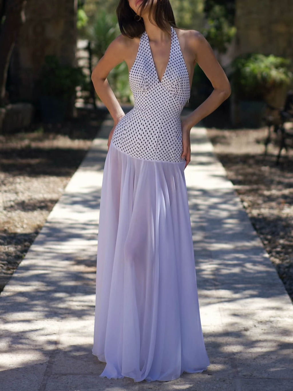 Personalized Polka Dot Print V-neck Maxi Dress