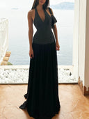 Personalized Polka Dot Print V-neck Maxi Dress