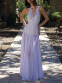 Personalized Polka Dot Print V-neck Maxi Dress