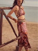 Printed Halter Neck Bikini Two-Piece Set