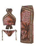 Printed Halter Neck Bikini Two-Piece Set