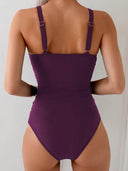 Unique Sexy Cross-Strap Pleated One-Piece Swimsuit