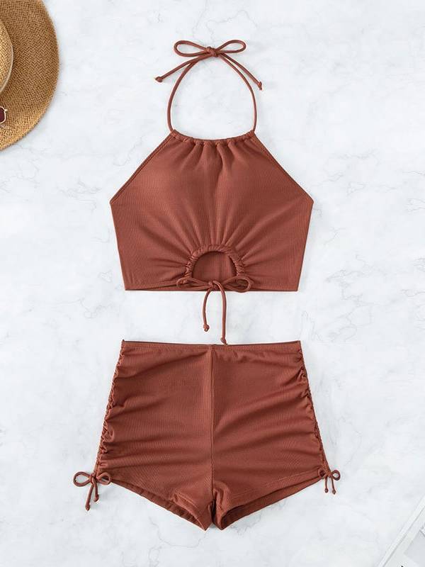 Suspenders Top Boxer Shorts Tankini Suit