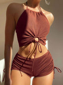 Suspenders Top Boxer Shorts Tankini Suit