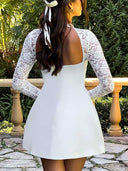 Elegant Sequin Panel Long Sleeve Mini Dress