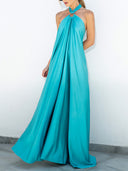 Summer Temperament Satin Halter Swing Gown Dresses