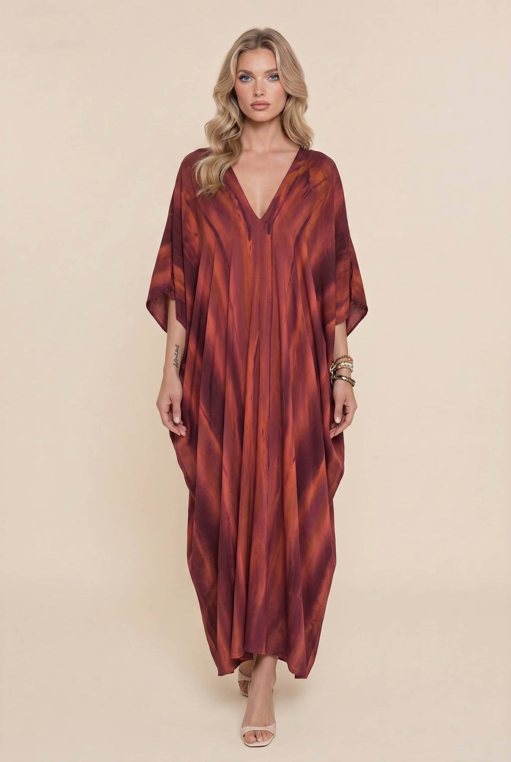 V-neck Printed Maxi Dress