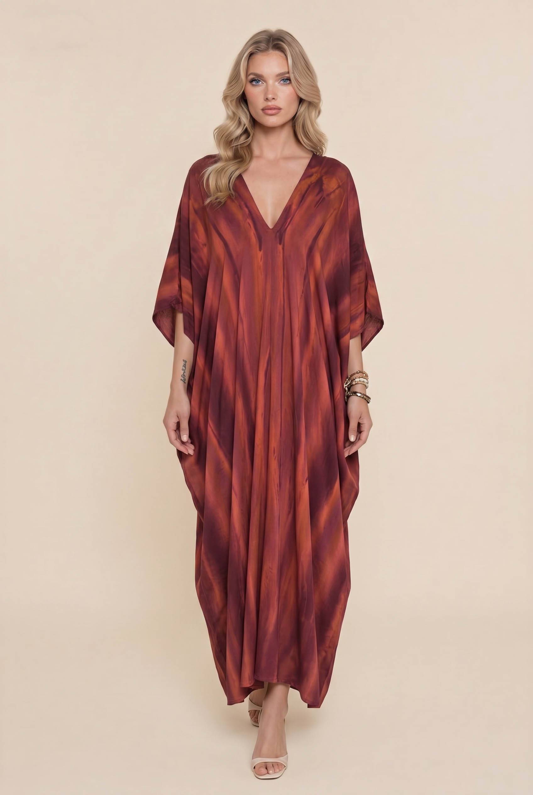 V-neck Printed Maxi Dress