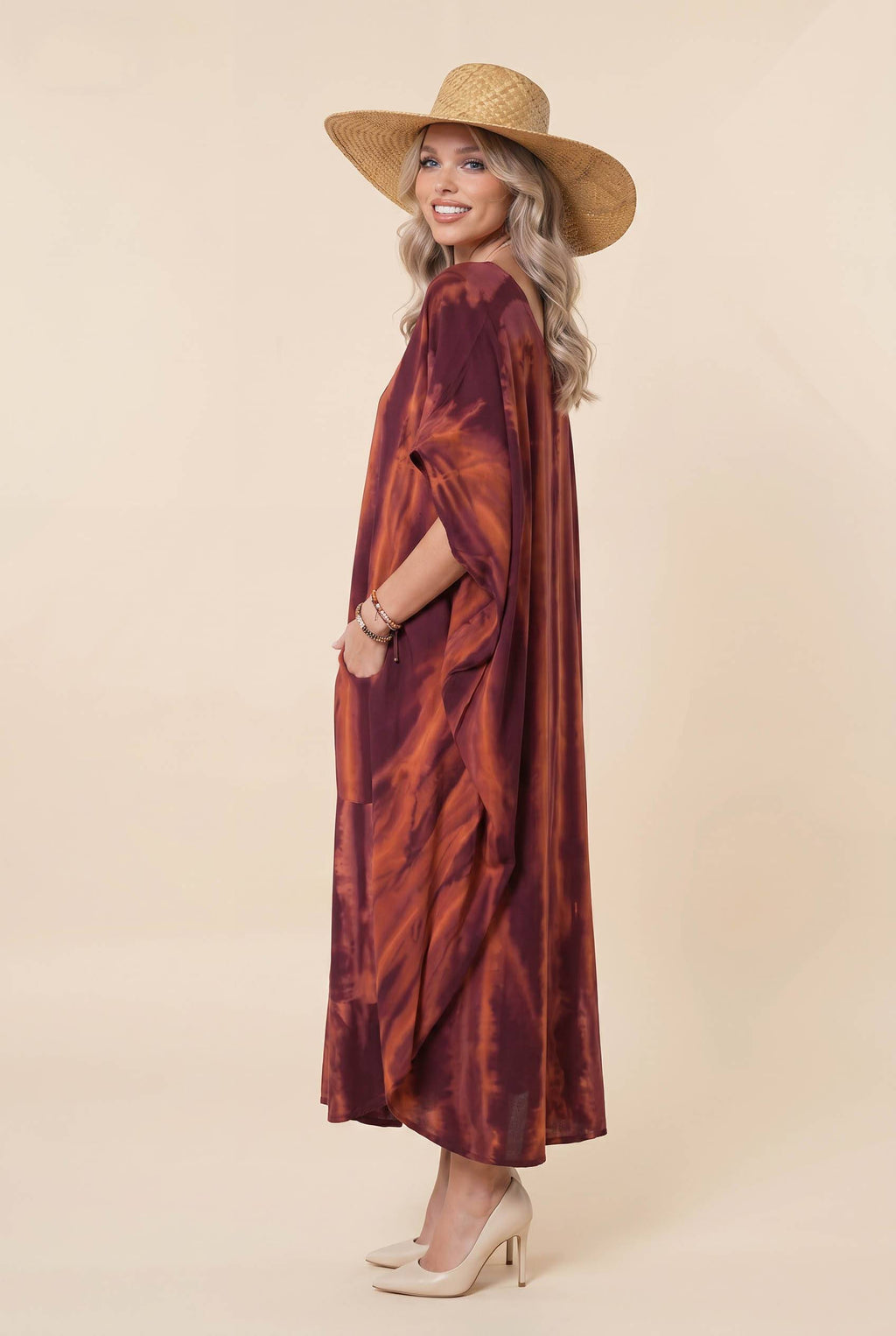 V-neck Printed Maxi Dress