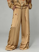 Exquisite Satin Horse Print Wide-Leg Pants