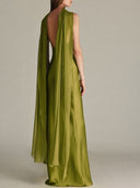 Elegant Backless Satin Maxi Dress