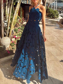 Exquisite Lace Cami Crop Top & High-Waist A-Line Maxi Skirt Two-Piece Set