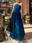Exquisite Lace Cami Crop Top & High-Waist A-Line Maxi Skirt Two-Piece Set