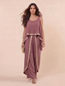 Bohemian Embroidered Layered Top & Wide-Leg Pants Two-Piece Set