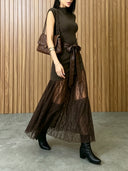 Sleeveless Lace Panel Maxi Dress