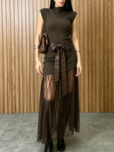 Sleeveless Lace Panel Maxi Dress