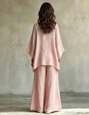 Casual Embroidered V-Neck Batwing Sleeve Shirt Two-Piece Set