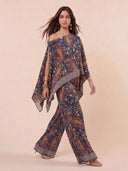 Bohemian Paisley Off-Shoulder Top & Wide-Leg Pants Two-Piece Set