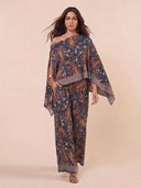 Bohemian Paisley Off-Shoulder Top & Wide-Leg Pants Two-Piece Set
