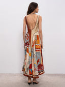 Unique Artistic Abstract Print Midi Dress