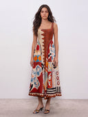 Unique Artistic Abstract Print Midi Dress
