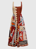 Unique Artistic Abstract Print Midi Dress