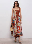 Unique Artistic Abstract Print Midi Dress