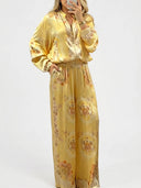 Retro Paisley Print Satin Two-Piece Set