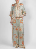 Retro Paisley Print Satin Two-Piece Set