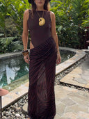 One-Piece Swimsuit & Zebra Print Chiffon Cover-Up Skirt Two-Piece Set