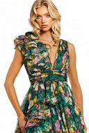 V-Neck Printed Maxi Dress