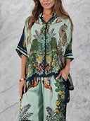 Exotic Jungle Print Batwing Sleeve Shirt