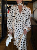 Elegant Polka Dot Blouse & Maxi Skirt Two-Piece Set