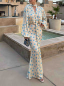 Elegant Polka Dot Blouse & Maxi Skirt Two-Piece Set