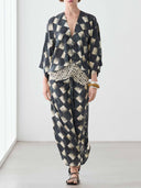 Casual Abstract Plaid Print Kimono Sleeve Maxi Dress