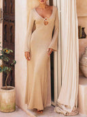 Casual Knit Keyhole Cutout Maxi Dress