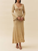 Casual Knit Keyhole Cutout Maxi Dress