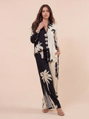 Bohemian Palm Print Colorblock Shirt Two-Piece Set