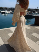 Elegant Polka Dot Crop Top & Maxi Skirt Set