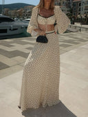 Elegant Polka Dot Crop Top & Maxi Skirt Set