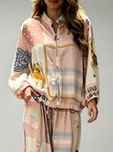Casual Art Print Wide-Leg Pants