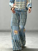 Casual Art Print Wide-Leg Pants