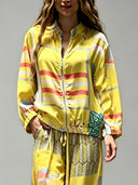 Casual Art Print Wide-Leg Pants