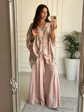 Casual Floral Print Flowing Top & Wide-Leg Pants Set