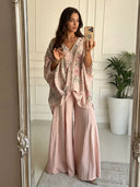 Casual Floral Print Flowing Top & Wide-Leg Pants Set