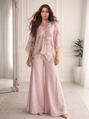 Casual Floral Print Flowing Top & Wide-Leg Pants Set
