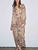 Bohemian Paisley Print Batwing Sleeve Maxi Dress