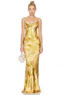 Lace Splicing Printed Sling Maxi Dress