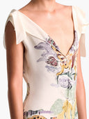 Elegant Artistic Print Front Slit Maxi Dress